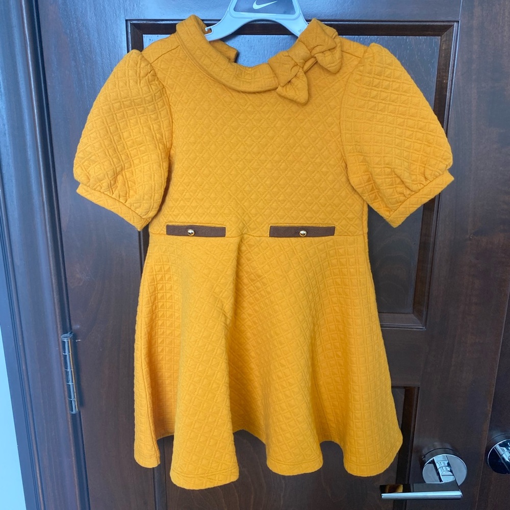 Janie and Jack Yellow A-Line Dress with Puff Sleeves